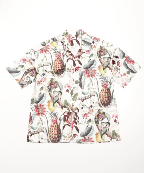 OVER THE TWELVE(オーバーザトゥウェルブ)の「OVER THE TWELVE/オーバーザトゥエルブ/OTT22-01 綿ストレッチ布帛インクジェット"OLD PLANTS"プリントシャツ(シャツ/ブラウス・メンズ・カーキ/アイボリー・X-LARGE/LARGE/MEDIUM)」の4枚目の写真