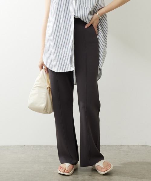 COLLAGE GALLARDAGALANTE（コラージュガリャルダガランテ）の「スリットニットパンツ/セットアップ可（その他パンツ・レディース・チャコールグレー/ベージュ・FREE）」の2枚目の写真