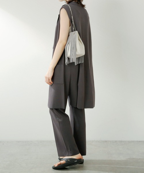 COLLAGE GALLARDAGALANTE（コラージュガリャルダガランテ）の「スリットニットパンツ/セットアップ可（その他パンツ・レディース・チャコールグレー/ベージュ・FREE）」の11枚目の写真