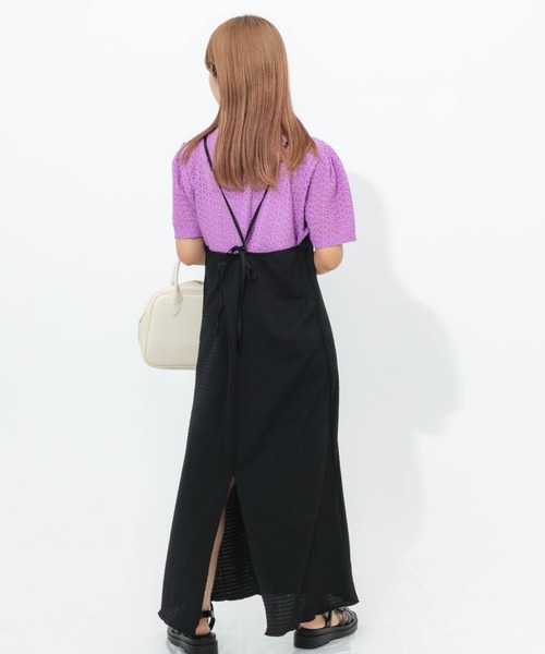 nemne store（ネンネストア）の「フクレジャガード配色キャミワンピース（ワンピース・レディース・ブラック/ベージュ/オフホワイト・フリー）」の12枚目の写真