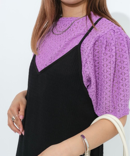 nemne store（ネンネストア）の「フクレジャガード配色キャミワンピース（ワンピース・レディース・ブラック/ベージュ/オフホワイト・フリー）」の15枚目の写真