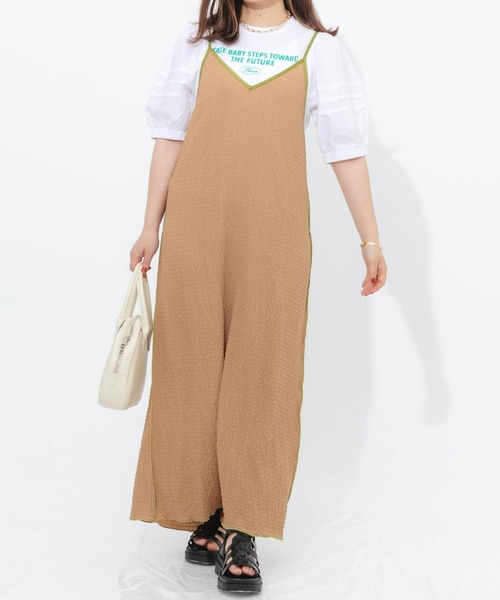 nemne store（ネンネストア）の「フクレジャガード配色キャミワンピース（ワンピース・レディース・ブラック/ベージュ/オフホワイト・フリー）」の17枚目の写真