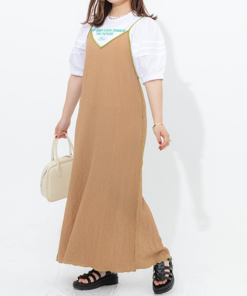 nemne store（ネンネストア）の「フクレジャガード配色キャミワンピース（ワンピース・レディース・ブラック/ベージュ/オフホワイト・フリー）」の18枚目の写真