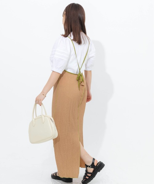 nemne store（ネンネストア）の「フクレジャガード配色キャミワンピース（ワンピース・レディース・ブラック/ベージュ/オフホワイト・フリー）」の20枚目の写真