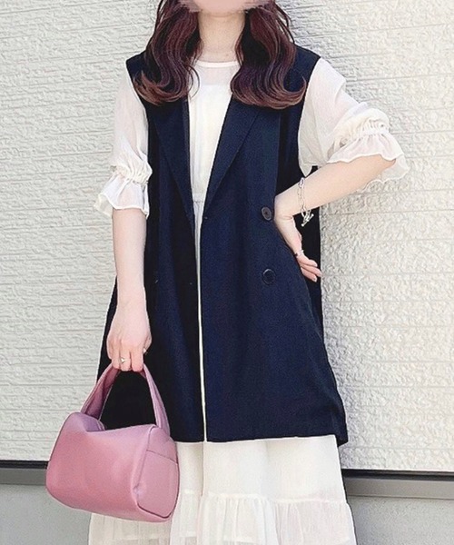 toucher du brise(トゥシェドブリーズ)の「【yuririnコラボ】フレンチスリーブテーラード ベスト(ベスト・レディース・ブラック/ピンク/ベージュ・S/M)」の2枚目の写真