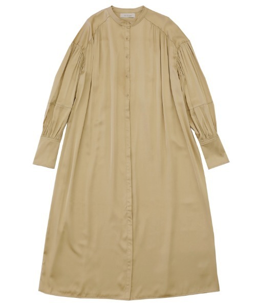 select MOCA(セレクトモカ)の「スタンドカラービンテージサテンシャツワンピース(シャツワンピース・レディース・ベージュ/オフホワイト・FREE)」の5枚目の写真