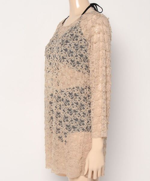 シアートップス+フリルデザインハイウエスト水着