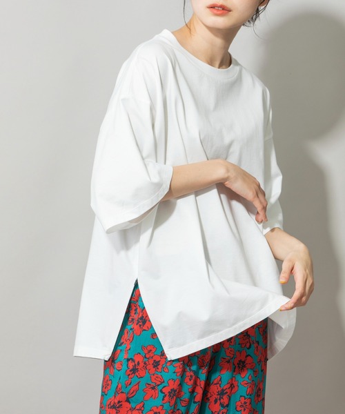 Munich(ミューニック)の「プレミアムコットンジャージサイドジッププルオーバー(Tシャツ/カットソー・レディース・ホワイト/ブラック/パープル/ブラウン・FREE)」の1枚目の写真