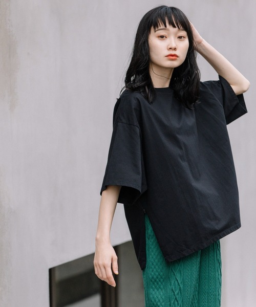 Munich(ミューニック)の「プレミアムコットンジャージサイドジッププルオーバー(Tシャツ/カットソー・レディース・ホワイト/ブラック/パープル/ブラウン・FREE)」の2枚目の写真