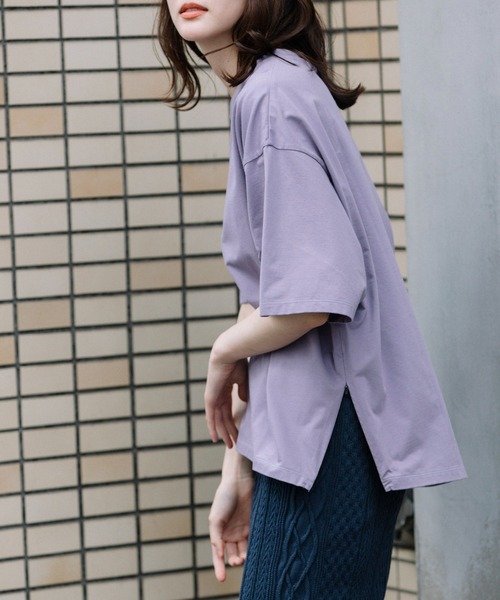 Munich(ミューニック)の「プレミアムコットンジャージサイドジッププルオーバー(Tシャツ/カットソー・レディース・ホワイト/ブラック/パープル/ブラウン・FREE)」の12枚目の写真