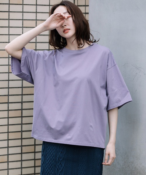 Munich(ミューニック)の「プレミアムコットンジャージサイドジッププルオーバー(Tシャツ/カットソー・レディース・ホワイト/ブラック/パープル/ブラウン・FREE)」の8枚目の写真