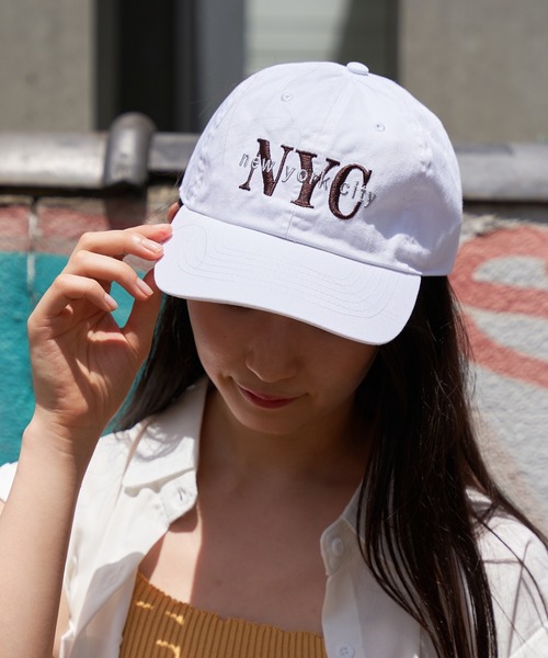 セール】【NEWHATTAN】stonewashed baseball caps NYCロゴ刺繍ベース