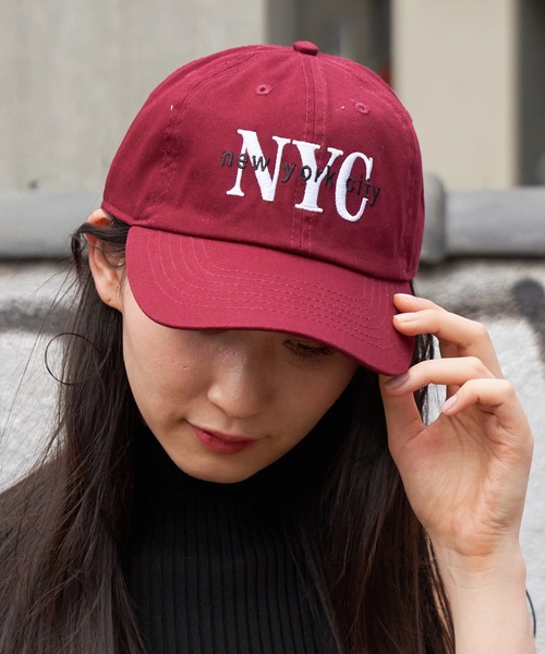 セール】【NEWHATTAN】stonewashed baseball caps NYCロゴ刺繍ベース