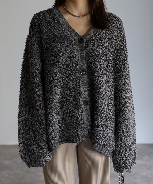 sakishimatokyo(サキシマトーキョー)の「ループ編みカーディガン(カーディガン/ボレロ・レディース・ブラック/オレンジ/アイボリー/モカ・FREE)」の8枚目の写真