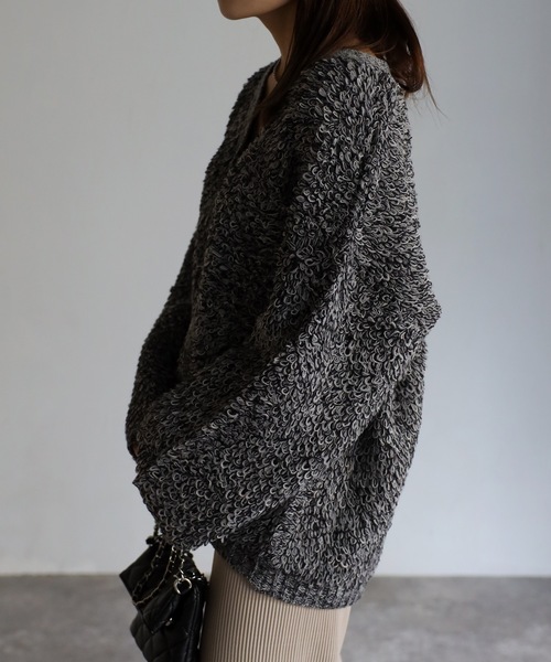 sakishimatokyo(サキシマトーキョー)の「ループ編みカーディガン(カーディガン/ボレロ・レディース・ブラック/オレンジ/アイボリー/モカ・FREE)」の9枚目の写真