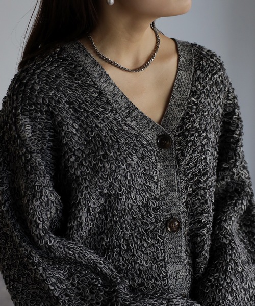 sakishimatokyo(サキシマトーキョー)の「ループ編みカーディガン(カーディガン/ボレロ・レディース・ブラック/オレンジ/アイボリー/モカ・FREE)」の11枚目の写真