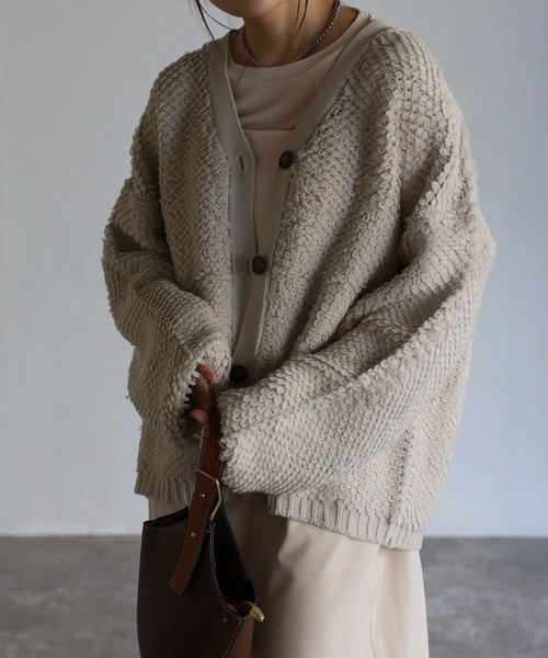 sakishimatokyo(サキシマトーキョー)の「ループ編みカーディガン(カーディガン/ボレロ・レディース・ブラック/オレンジ/アイボリー/モカ・FREE)」の15枚目の写真