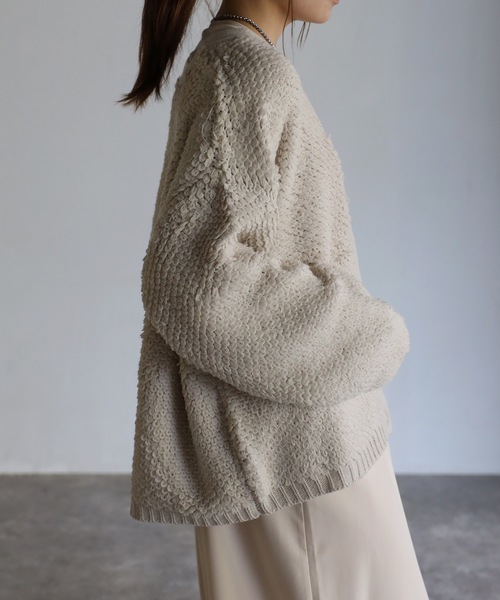 sakishimatokyo(サキシマトーキョー)の「ループ編みカーディガン(カーディガン/ボレロ・レディース・ブラック/オレンジ/アイボリー/モカ・FREE)」の16枚目の写真