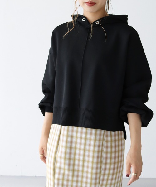 HER CLOSET（ハークローゼット）の「【shemoshelly】【WEB限定】ダンボールニットフーディーパーカー（パーカー・レディース・チャコールグレー/ライトグレー/ライトブルー/ブラック/ダークブラウン/グリーン/グレイッシュベージュ/テラコッタ・M）」の12枚目の写真