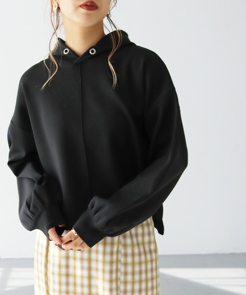 HER CLOSET（ハークローゼット）の「【shemoshelly】【WEB限定】ダンボールニットフーディーパーカー（パーカー・レディース・チャコールグレー/ライトグレー/ライトブルー/ブラック/ダークブラウン/グリーン/グレイッシュベージュ/テラコッタ・M）」の9枚目の写真