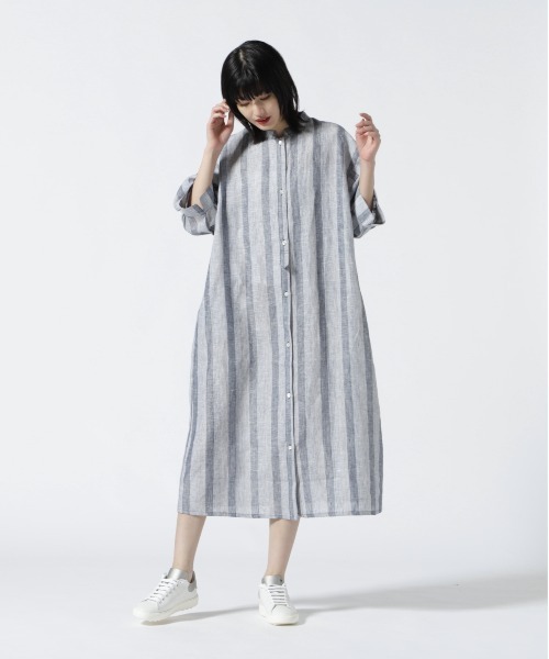 MANASTASH(マナスタッシュ)の「MANASTASH/マナスタッシュ 袖タックシャツワンピース(シャツワンピース・レディース・ネイビー・F)」の1枚目の写真