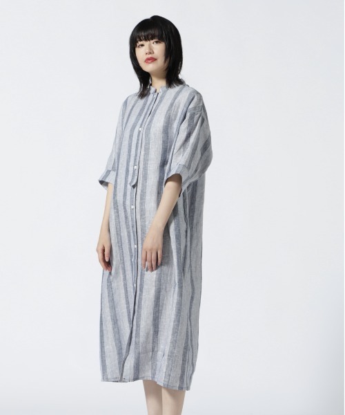MANASTASH(マナスタッシュ)の「MANASTASH/マナスタッシュ 袖タックシャツワンピース(シャツワンピース・レディース・ネイビー・F)」の6枚目の写真