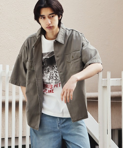 REMI RELIEF（レミレリーフ）の「REMI RELIEF/レミレリーフ ワイドミリタリー半袖シャツ(無地)（シャツ/ブラウス）」 WEAR