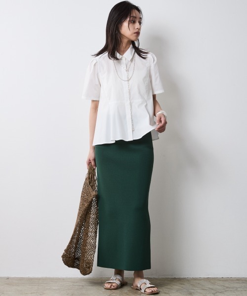 CHIC STYLE(シックスタイル)の「ニットロングタイトスカート <大きいサイズ有>シックスタイル(スカート・レディース・グリーン/ブラック/オフホワイト/サンドベージュ・4L/8L/M/3L/6L/5L/L/LL)」の21枚目の写真