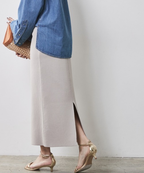 CHIC STYLE(シックスタイル)の「ニットロングタイトスカート <大きいサイズ有>シックスタイル(スカート・レディース・グリーン/ブラック/オフホワイト/サンドベージュ・4L/8L/M/3L/6L/5L/L/LL)」の13枚目の写真