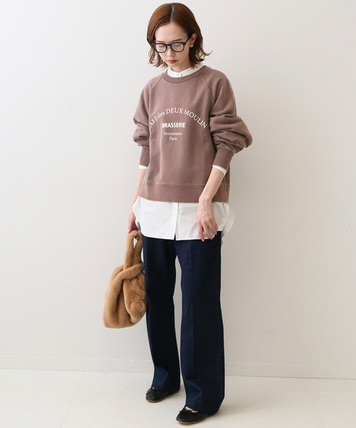 SLOBE IENA(スローブイエナ)の「●コアヤーン裏毛ロゴコンパクトプルオーバー【洗濯機使用可能】(スウェット・レディース・ブラウン/ブルー・FREE)」の4枚目の写真