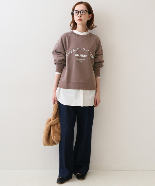 SLOBE IENA(スローブイエナ)の「●コアヤーン裏毛ロゴコンパクトプルオーバー【洗濯機使用可能】(スウェット・レディース・ブラウン/ブルー・FREE)」の5枚目の写真