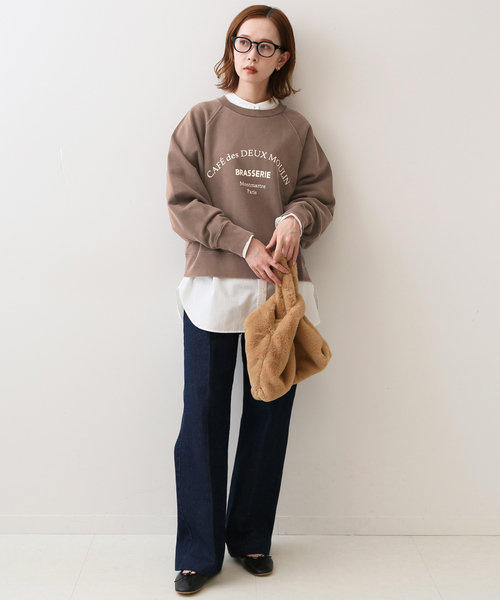 SLOBE IENA(スローブイエナ)の「●コアヤーン裏毛ロゴコンパクトプルオーバー【洗濯機使用可能】(スウェット・レディース・ブラウン/ブルー・FREE)」の6枚目の写真