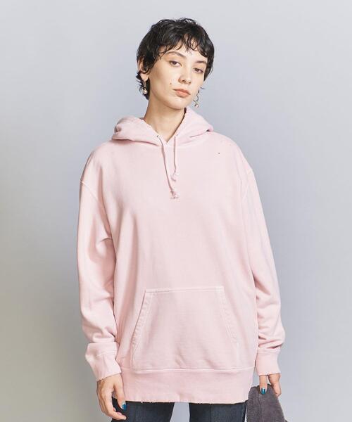 HEAR MY NAME（ヒアマイネーム）の「【別注】＜HEAR MY NAME＞ダメージスウェットフーディー（スウェット・レディース・ダークグレー/ライトピンク/ケリー・FREE）」の7枚目の写真