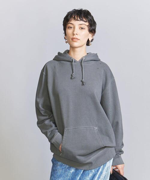 HEAR MY NAME（ヒアマイネーム）の「【別注】＜HEAR MY NAME＞ダメージスウェットフーディー（スウェット・レディース・ダークグレー/ライトピンク/ケリー・FREE）」の10枚目の写真