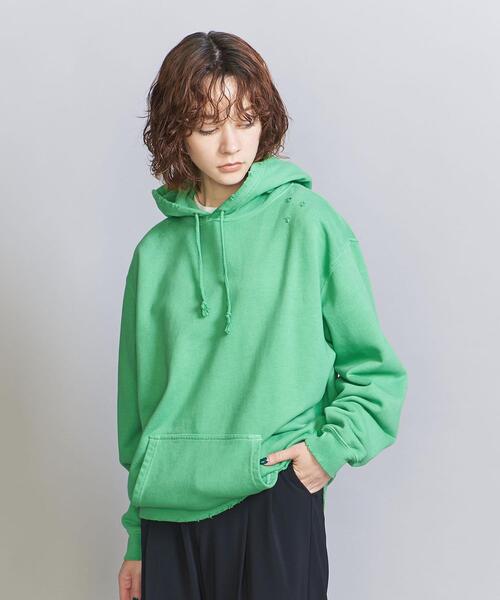 HEAR MY NAME（ヒアマイネーム）の「【別注】＜HEAR MY NAME＞ダメージスウェットフーディー（スウェット・レディース・ダークグレー/ライトピンク/ケリー・FREE）」の13枚目の写真