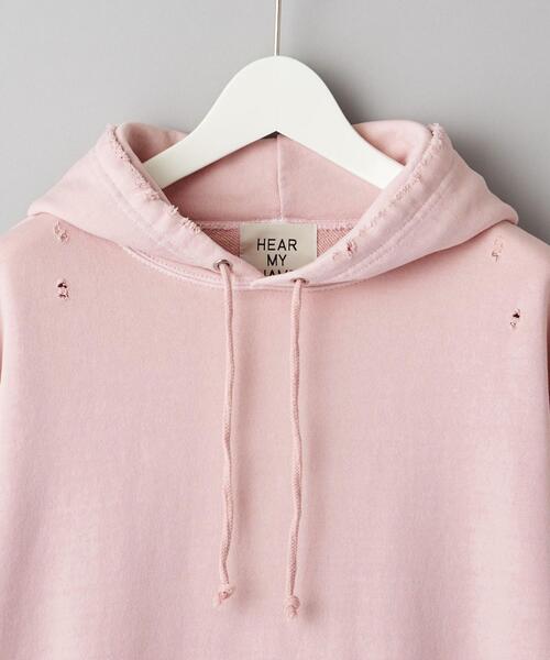 HEAR MY NAME（ヒアマイネーム）の「【別注】＜HEAR MY NAME＞ダメージスウェットフーディー（スウェット・レディース・ダークグレー/ライトピンク/ケリー・FREE）」の14枚目の写真