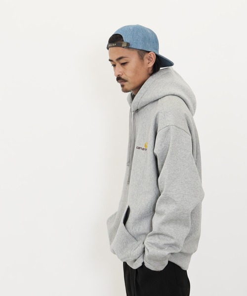 Carhartt WIP（カーハートダブリューアイピー）の「Carhartt WIP / カーハートWIP Hooded American Script Sweat アメリカン スクリプト 裏起毛 スウェット パーカー（パーカー・メンズ・ブラック/杢グレー・MEDIUM/LARGE/X-LARGE）」の11枚目の写真