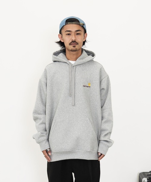 Carhartt WIP（カーハートダブリューアイピー）の「Carhartt WIP / カーハートWIP Hooded American Script Sweat アメリカン スクリプト 裏起毛 スウェット パーカー（パーカー・メンズ・ブラック/杢グレー・MEDIUM/LARGE/X-LARGE）」の17枚目の写真