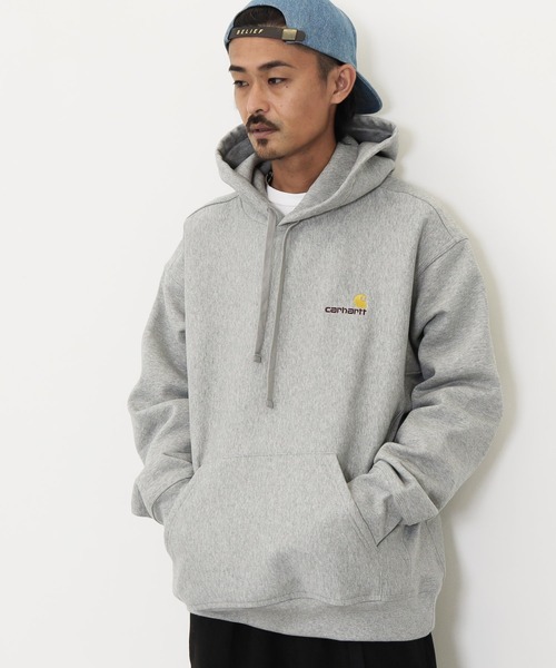 Carhartt WIP（カーハートダブリューアイピー）の「Carhartt WIP / カーハートWIP Hooded American Script Sweat アメリカン スクリプト 裏起毛 スウェット パーカー（パーカー・メンズ・ブラック/杢グレー・MEDIUM/LARGE/X-LARGE）」の9枚目の写真