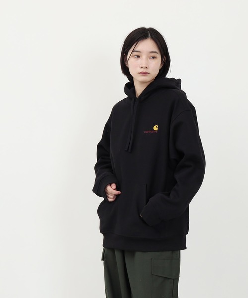 Carhartt WIP（カーハートダブリューアイピー）の「Carhartt WIP / カーハートWIP Hooded American Script Sweat アメリカン スクリプト 裏起毛 スウェット パーカー（パーカー・メンズ・ブラック/杢グレー・MEDIUM/LARGE/X-LARGE）」の5枚目の写真