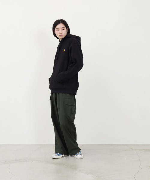 Carhartt WIP（カーハートダブリューアイピー）の「Carhartt WIP / カーハートWIP Hooded American Script Sweat アメリカン スクリプト 裏起毛 スウェット パーカー（パーカー・メンズ・ブラック/杢グレー・MEDIUM/LARGE/X-LARGE）」の6枚目の写真