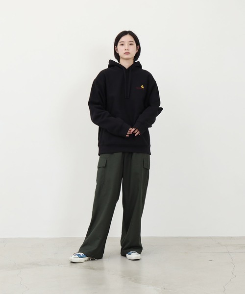 Carhartt WIP（カーハートダブリューアイピー）の「Carhartt WIP / カーハートWIP Hooded American Script Sweat アメリカン スクリプト 裏起毛 スウェット パーカー（パーカー・メンズ・ブラック/杢グレー・MEDIUM/LARGE/X-LARGE）」の7枚目の写真