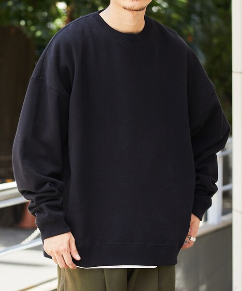 FREAK'S STORE（フリークスストア）の「WEB限定 12oz ヘビーウェイト ビッグシルエット クルーネックスウェット/リンガースウェット（スウェット・メンズ・ブラック/ブラック系その他/アッシュグレー/グレー系その他/ナチュラル/グレイッシュベージュ/ダークグリーン/ネイビー/グレイッシュブルー/イエロー・SMALL/MEDIUM/LARGE/X-LARGE）」の18枚目の写真