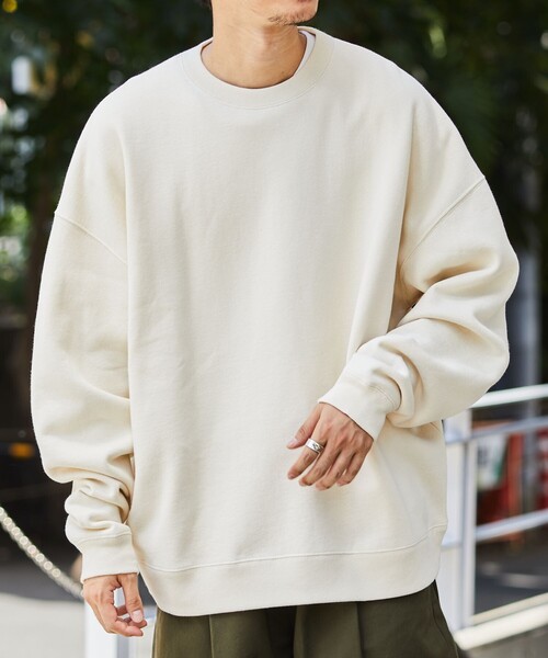 FREAK'S STORE（フリークスストア）の「WEB限定 12oz ヘビーウェイト ビッグシルエット クルーネックスウェット/リンガースウェット（スウェット・メンズ・ブラック/ブラック系その他/アッシュグレー/グレー系その他/ナチュラル/グレイッシュベージュ/ダークグリーン/ネイビー/グレイッシュブルー/イエロー・SMALL/MEDIUM/LARGE/X-LARGE）」の21枚目の写真