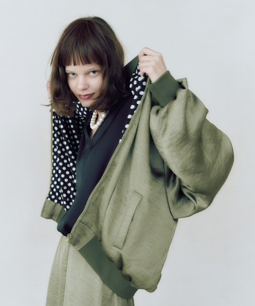 manana suerte(マニャーナスエルテ)の「ヴィンテージサテンブルゾン(ブルゾン・レディース・ブラック/カーキ/ピンク・FREE)」の9枚目の写真