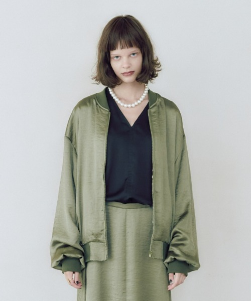 manana suerte(マニャーナスエルテ)の「ヴィンテージサテンブルゾン(ブルゾン・レディース・ブラック/カーキ/ピンク・FREE)」の10枚目の写真