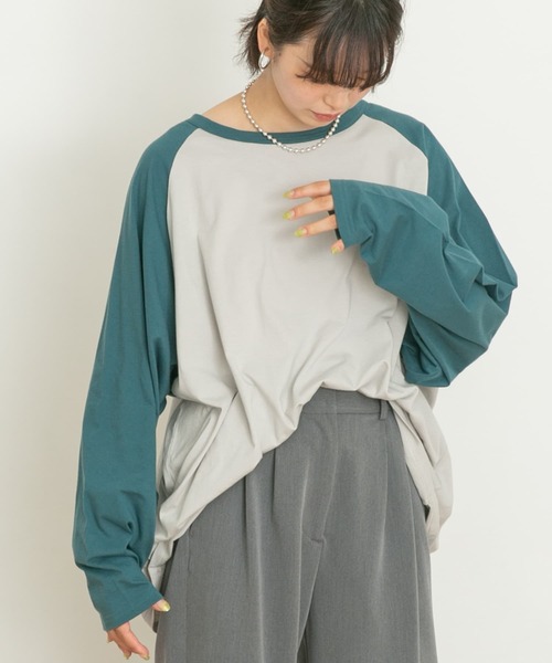 UR Lab.(アーバンリサーチラボ)の「ラグランビッグTシャツ(Tシャツ/カットソー・レディース・ブラック系その他/グリーン系その他/ブルー系その他/レッド系その他・FREE)」の9枚目の写真