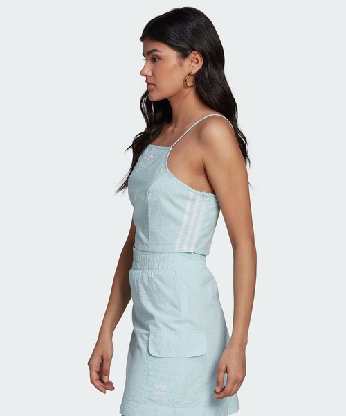 adidas（アディダス）の「アディカラー クラシックス ポプリン ホルターネックトップ / アディダスオリジナルス（レディース）（タンクトップ・レディース・ブルー・SMALL/MEDIUM/LARGE/X-LARGE/XX-LARGE/X-SMALL）」の3枚目の写真