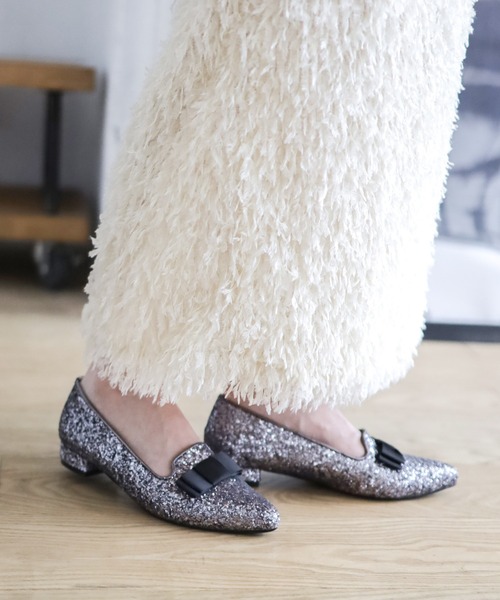 SESTO(セスト)の「ポインテッドトゥローヒールリボンローファーパンプス(パンプス・レディース・シルバー/チェック/ブラック・24.5cm/22.5cm/23.0cm/23.5cm/25.0cm/24.0cm)」の10枚目の写真