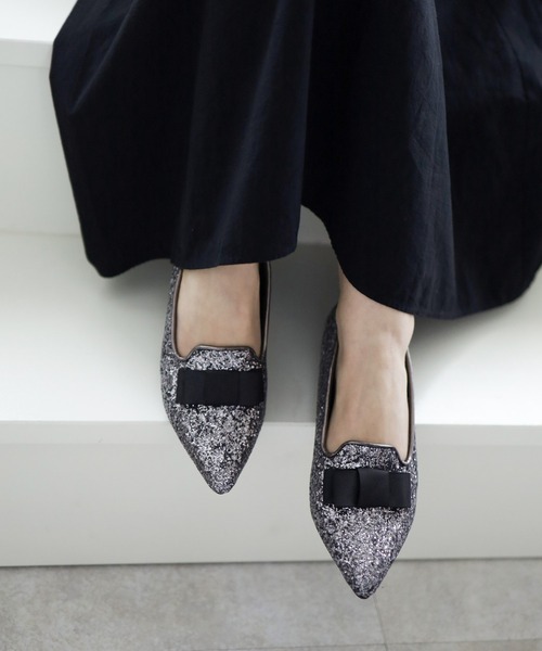 SESTO(セスト)の「ポインテッドトゥローヒールリボンローファーパンプス(パンプス・レディース・シルバー/チェック/ブラック・24.5cm/22.5cm/23.0cm/23.5cm/25.0cm/24.0cm)」の6枚目の写真